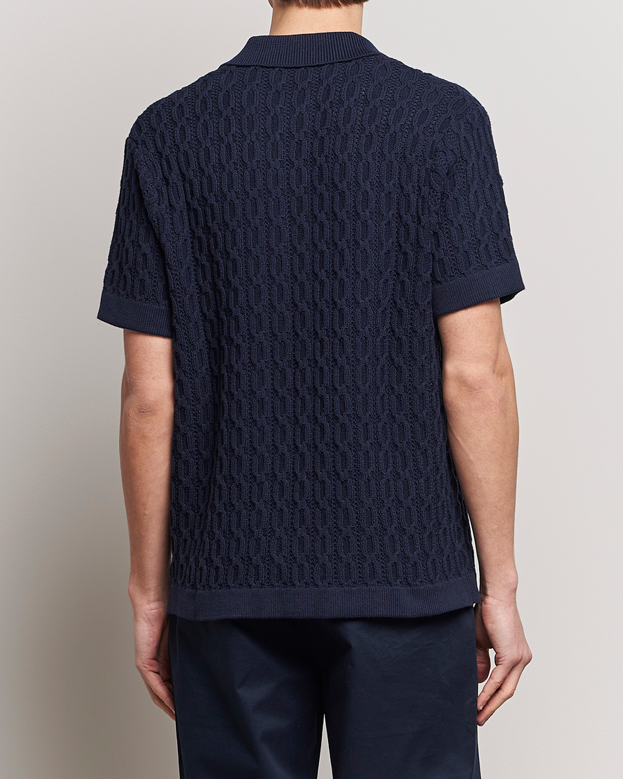 Herr | Skjortor | LES DEUX | Garret Knitted Short Sleeve Shirt Dark Navy