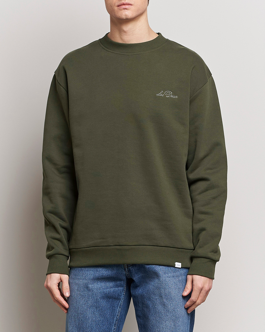 Herre | LES DEUX | LES DEUX | Crew Sweatshirt Forrest Green