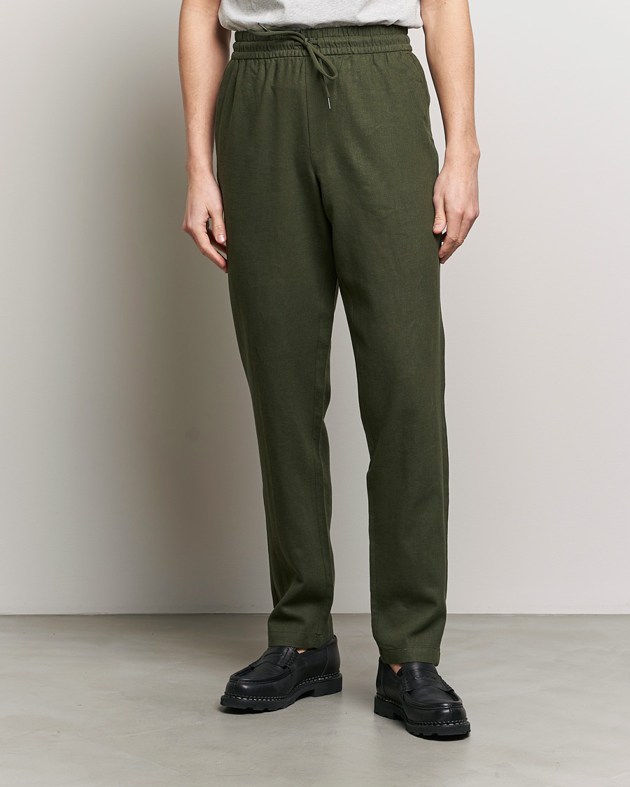 Herr | Byxor | LES DEUX | Patrick Linen Pants Forrest Green