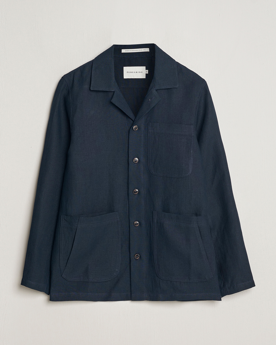 Herr | Skjortor | Peregrine | Grange Linen Shacket Navy
