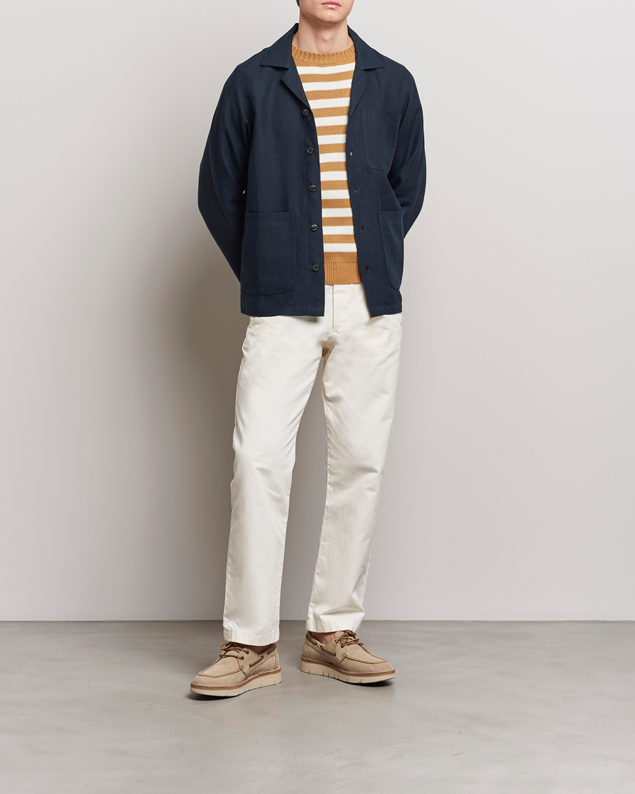 Herr | Skjortor | Peregrine | Grange Linen Shacket Navy
