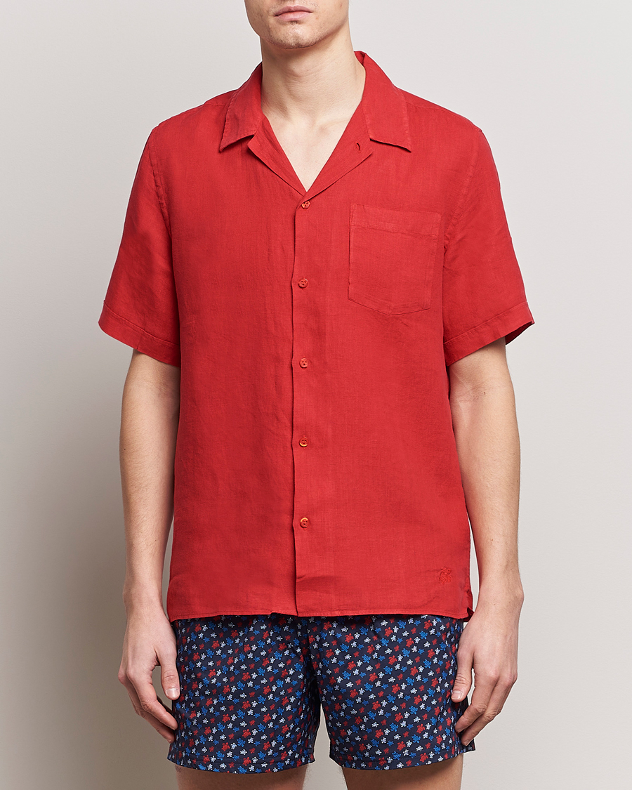 Herr | Kortärmade skjortor | Vilebrequin | Carhli Resort Short Sleeve Shirt Mouline Rouge