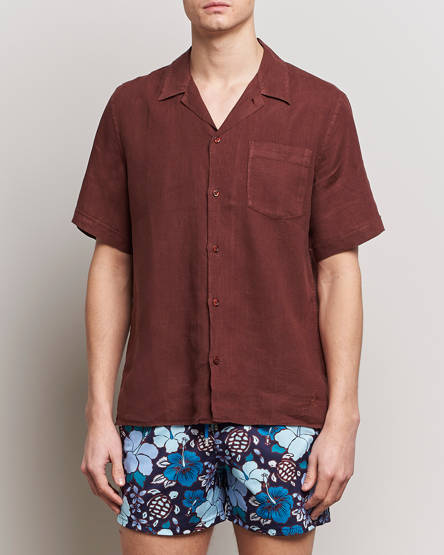 Herr | Vilebrequin | Vilebrequin | Carhli Resort Short Sleeve Shirt Acajou