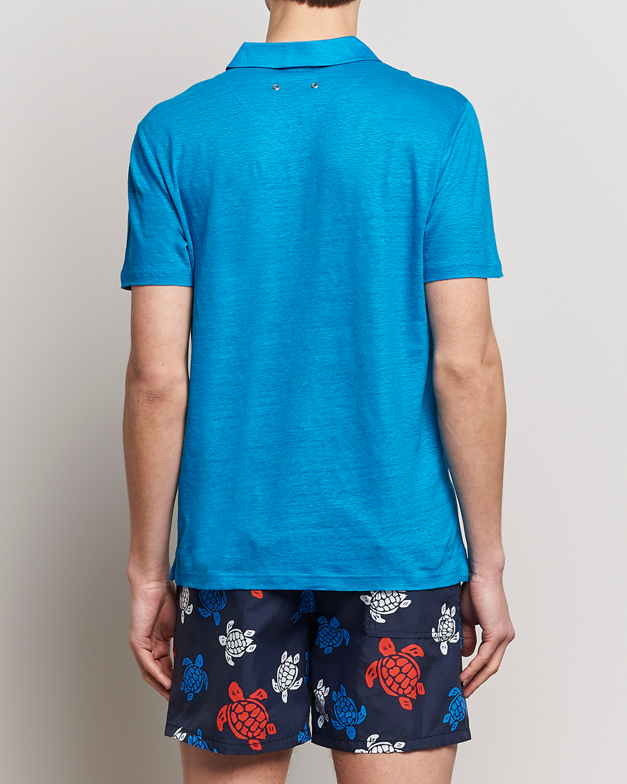 Herr | Pikéer | Vilebrequin | Pyramid Linen Jersey Polo Bleu Hawaii
