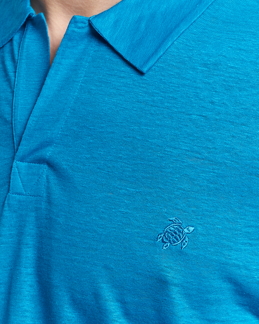 Herr | Pikéer | Vilebrequin | Pyramid Linen Jersey Polo Bleu Hawaii