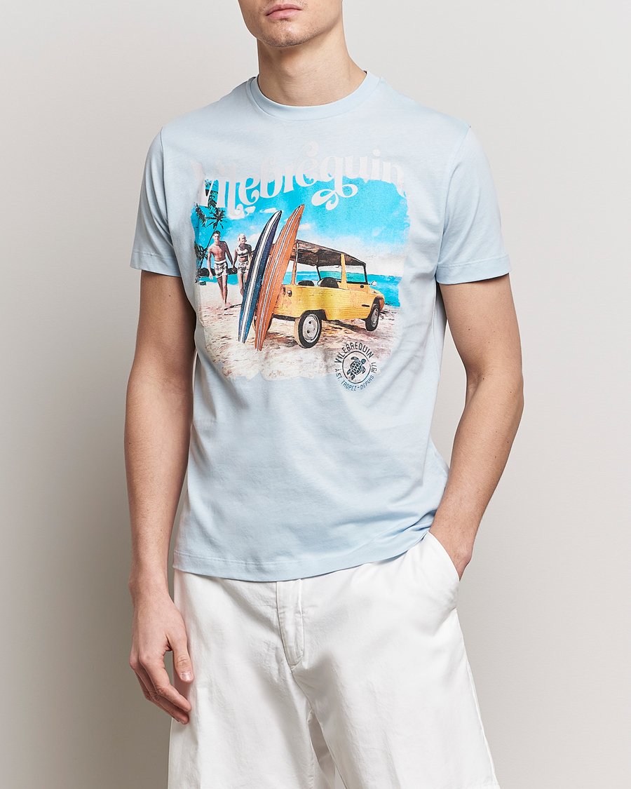 Herr | Kläder | Vilebrequin | Portisol Printed Crew Neck T-Shirt Bleu Ciel