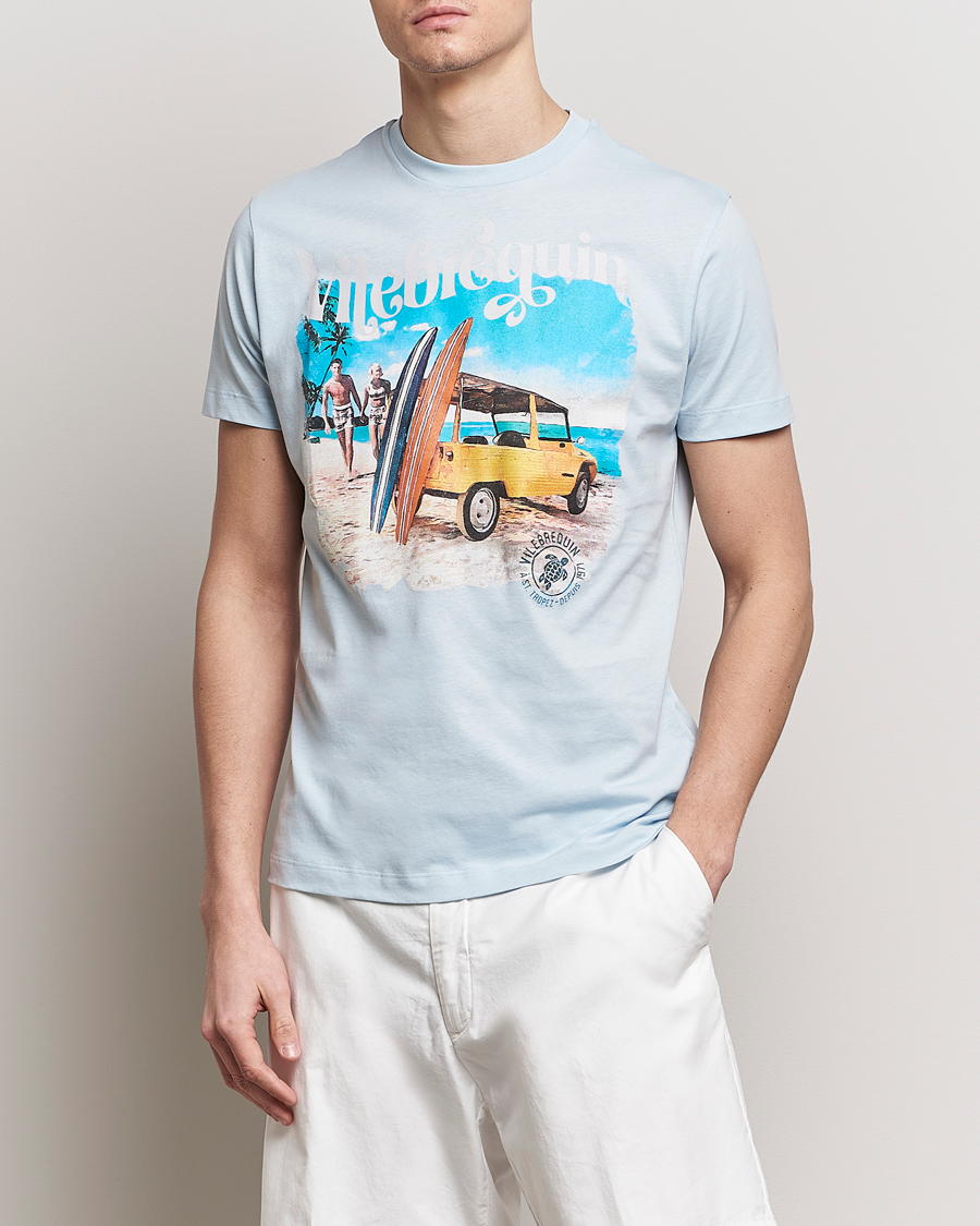 Herre | T-Shirts | Vilebrequin | Portisol Printed Crew Neck T-Shirt Bleu Ciel