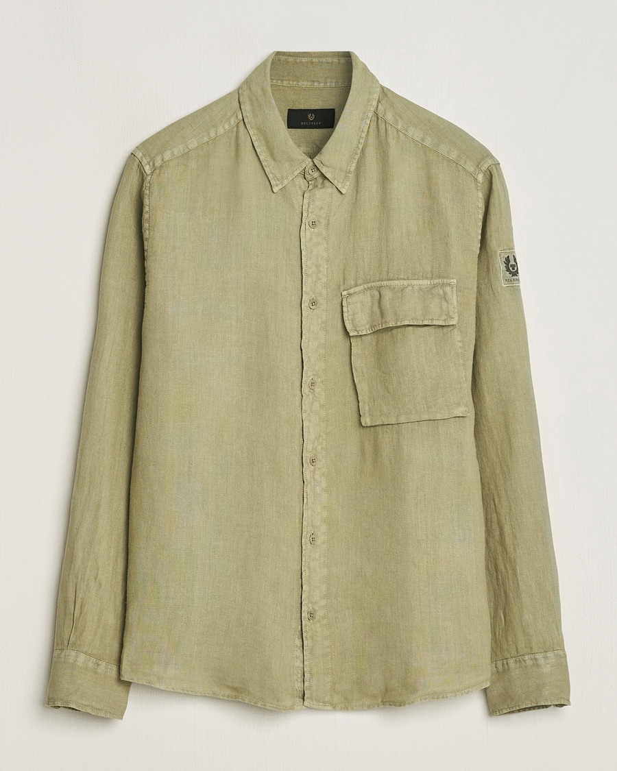 Herr | Skjortor | Belstaff | Scale Linen Pocket Shirt Aloe