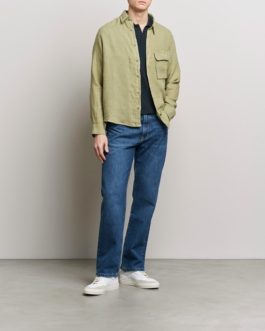 Herr | Skjortor | Belstaff | Scale Linen Pocket Shirt Aloe