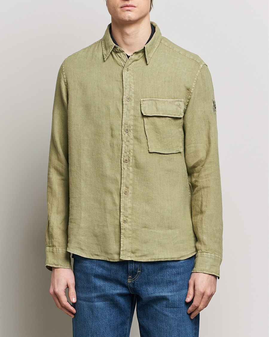 Herr | Best of British | Belstaff | Scale Linen Pocket Shirt Aloe