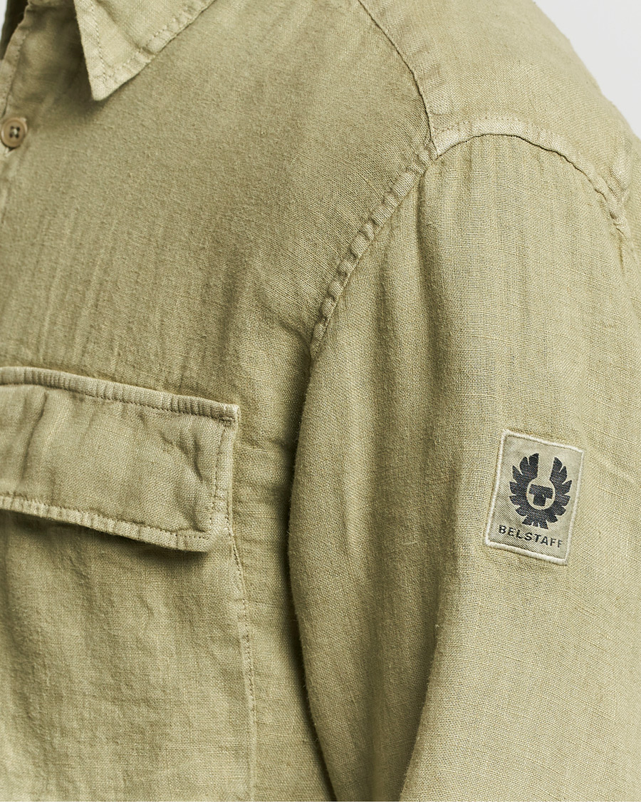 Herr | Skjortor | Belstaff | Scale Linen Pocket Shirt Aloe