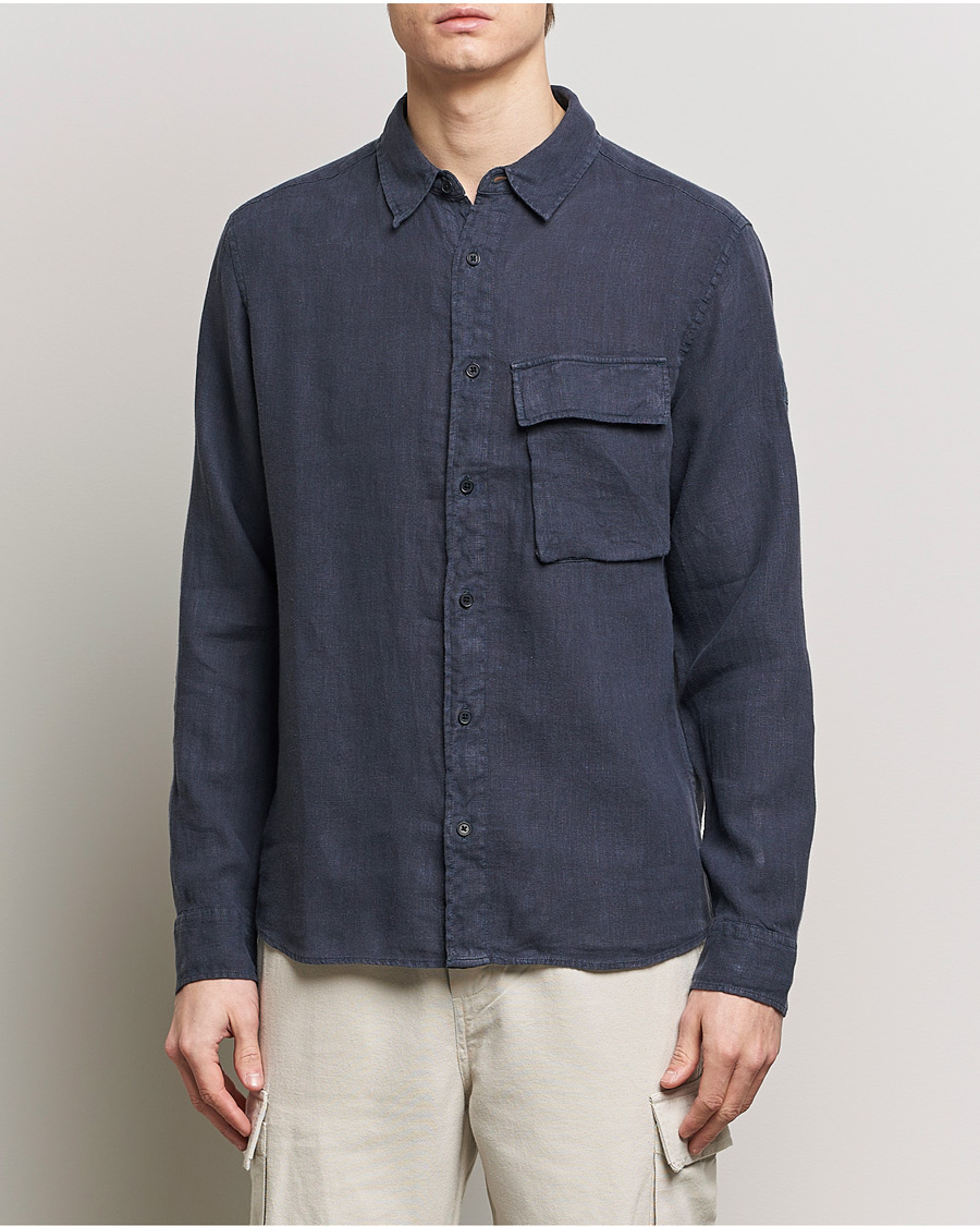 Herr | Kläder | Belstaff | Scale Linen Pocket Shirt Dark Ink