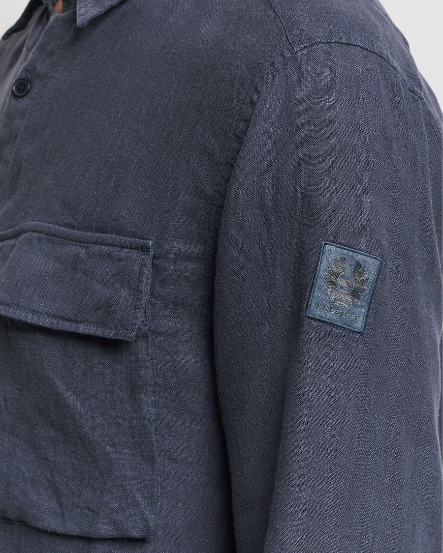 Herr | Skjortor | Belstaff | Scale Linen Pocket Shirt Dark Ink