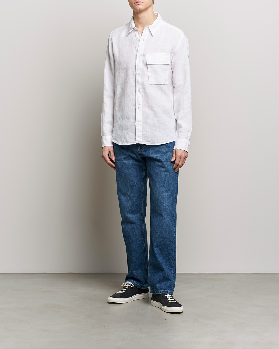 Herr | Skjortor | Belstaff | Scale Linen Pocket Shirt White