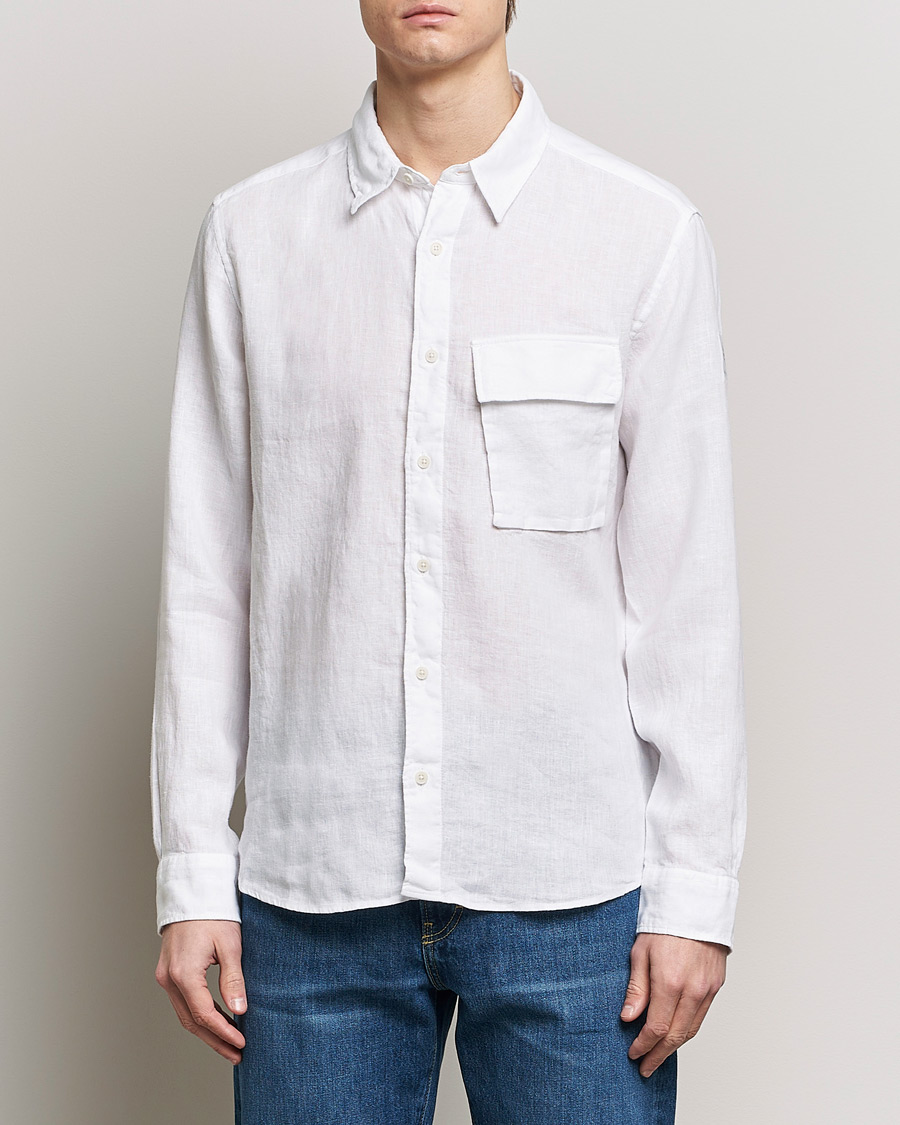 Herr | Belstaff | Belstaff | Scale Linen Pocket Shirt White