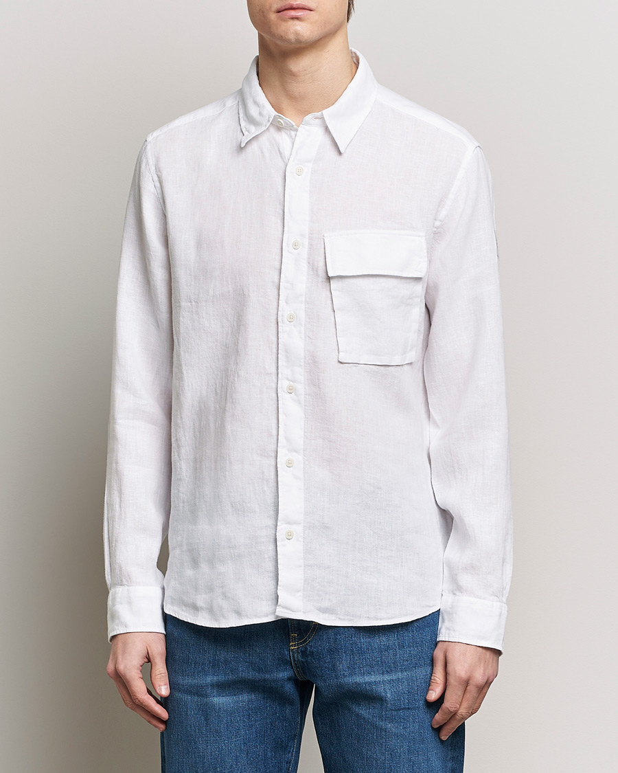 Herr | Best of British | Belstaff | Scale Linen Pocket Shirt White