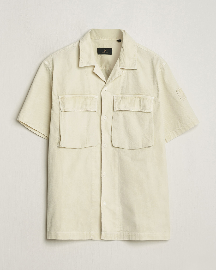 Herr | Skjortor | Belstaff | Caster Short Sleeve Seersucker Shirt Beige