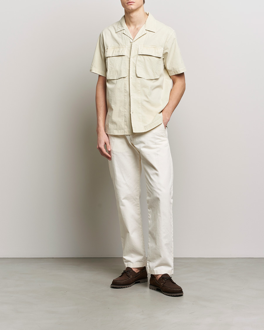 Herr | Skjortor | Belstaff | Caster Short Sleeve Seersucker Shirt Beige