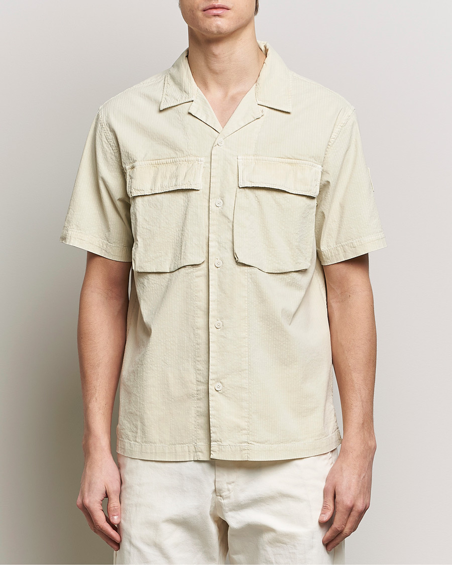 Herr | Kortärmade skjortor | Belstaff | Caster Short Sleeve Seersucker Shirt Beige