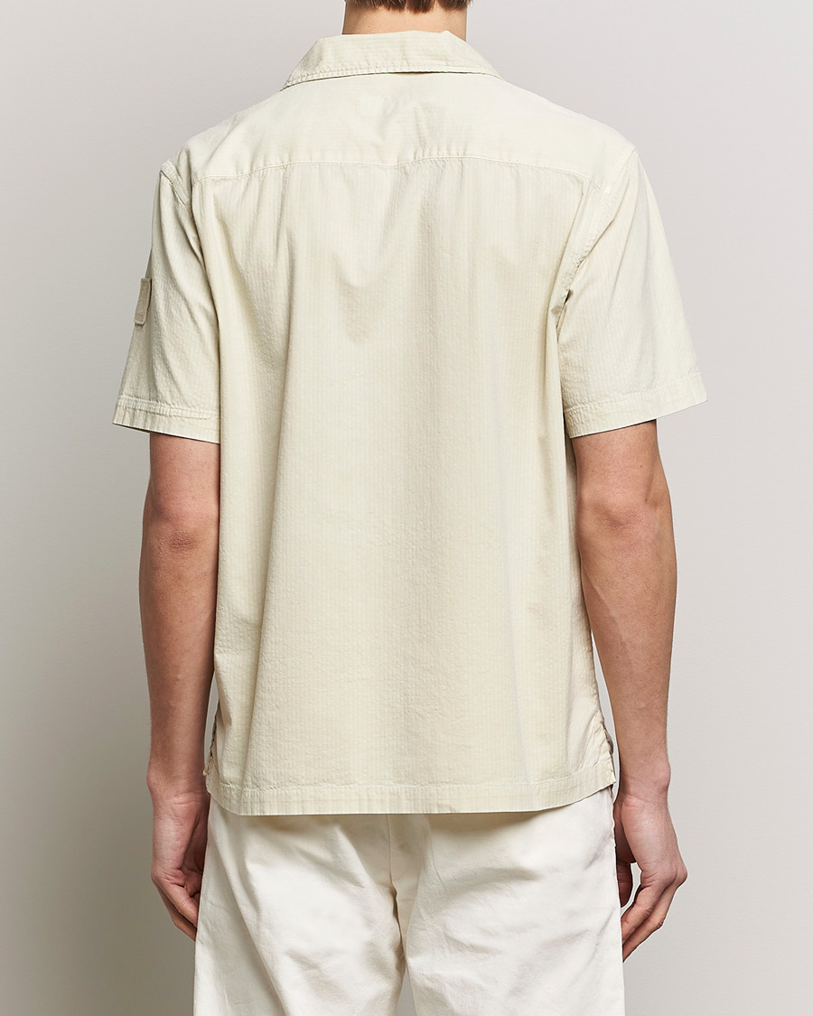 Herr | Skjortor | Belstaff | Caster Short Sleeve Seersucker Shirt Beige