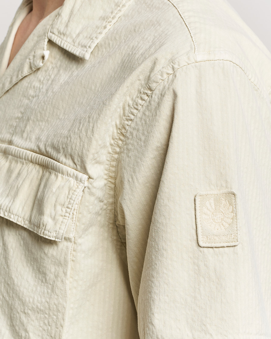 Herr | Skjortor | Belstaff | Caster Short Sleeve Seersucker Shirt Beige