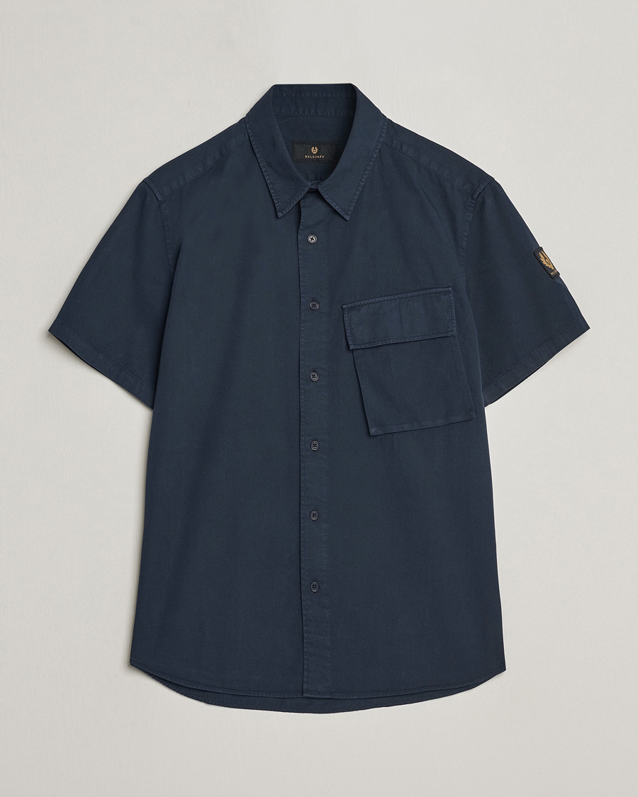 Herr | Skjortor | Belstaff | Scale Short Sleeve Cotton Shirt Dark Ink