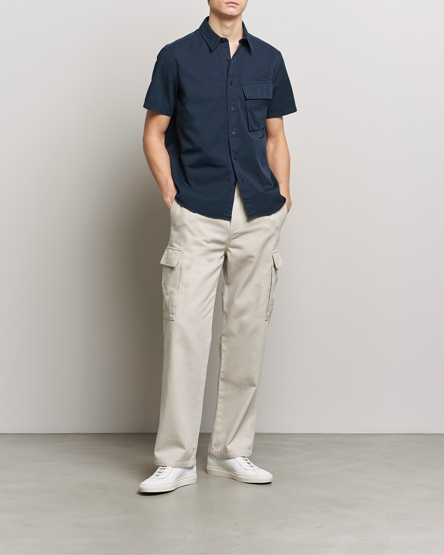 Herr | Skjortor | Belstaff | Scale Short Sleeve Cotton Shirt Dark Ink