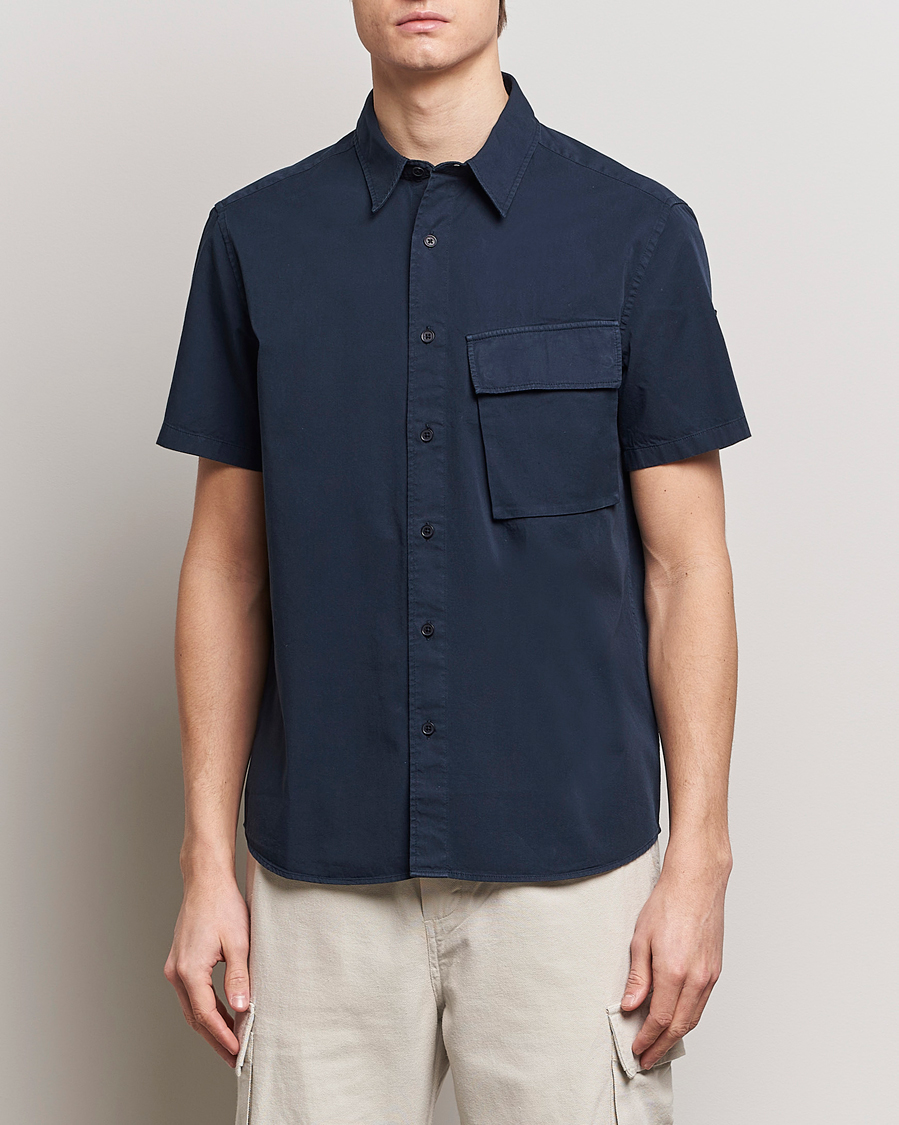 Herr | Kortärmade skjortor | Belstaff | Scale Short Sleeve Cotton Shirt Dark Ink