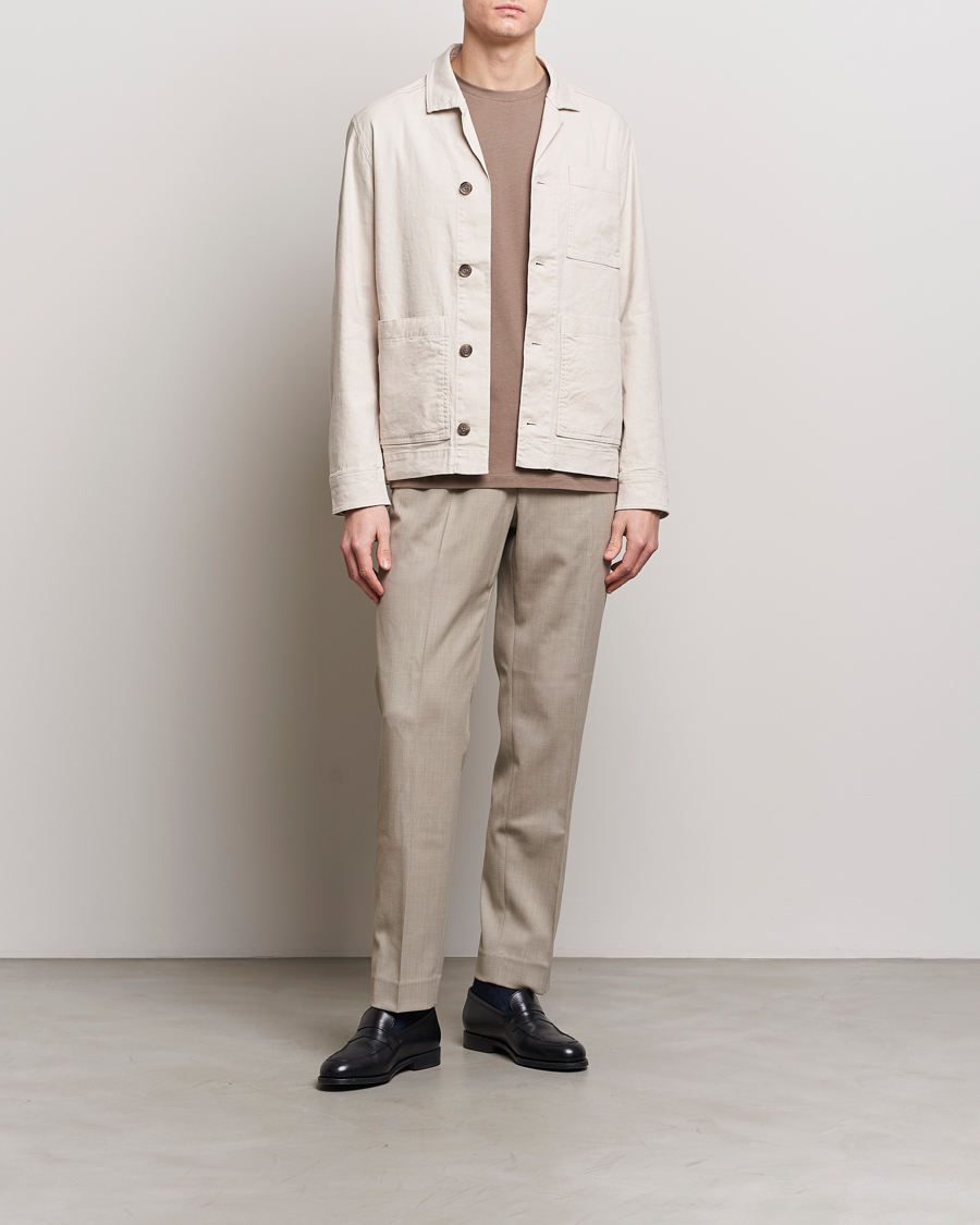 Herr | Skjortor | J.Lindeberg | Errol Linen/Cotton Workwear Overshirt Moonbeam