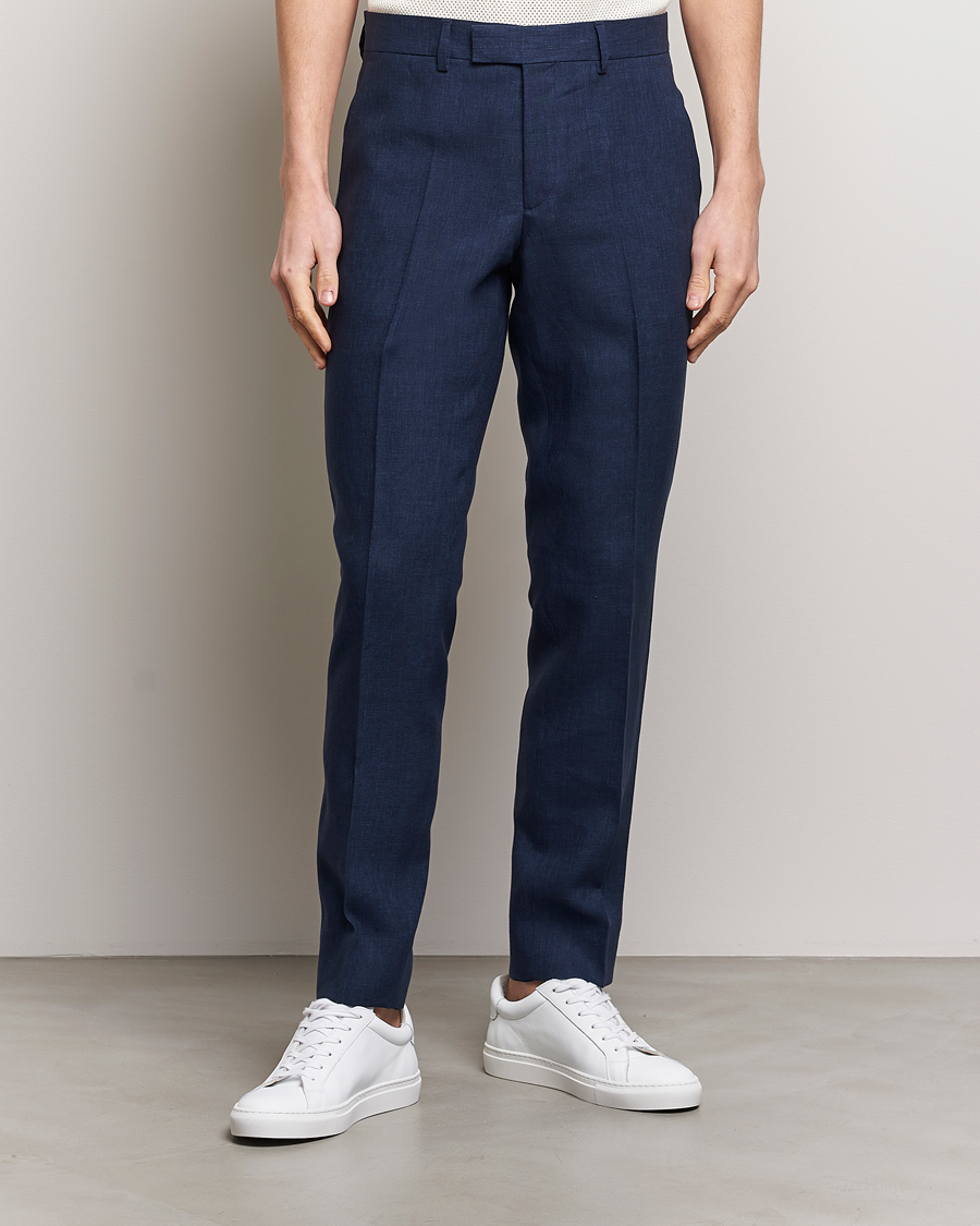 Herr | Linnebyxor | J.Lindeberg | Grant Super Linen Trousers Navy