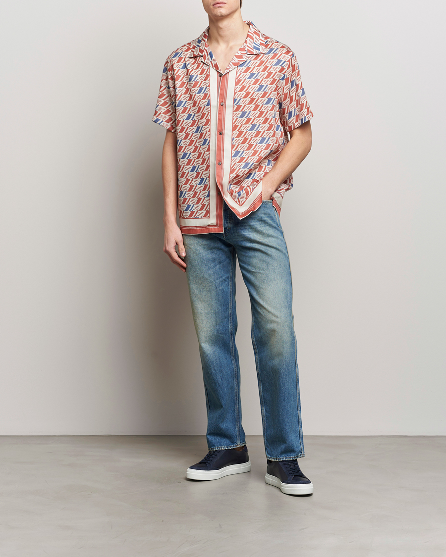 Herr | Skjortor | J.Lindeberg | Elio Tencel Moto Print Short Sleeve Shirt Multi