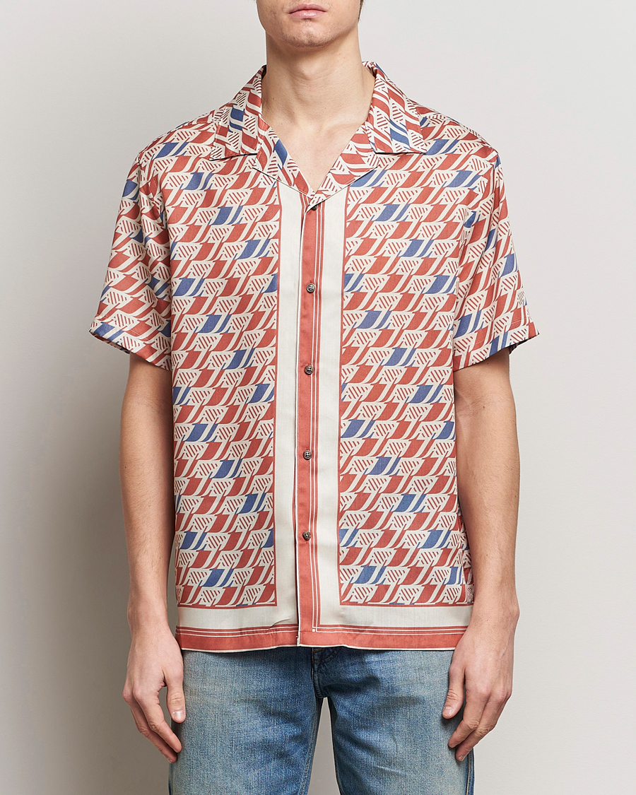 Herr | Skjortor | J.Lindeberg | Elio Tencel Moto Print Short Sleeve Shirt Multi