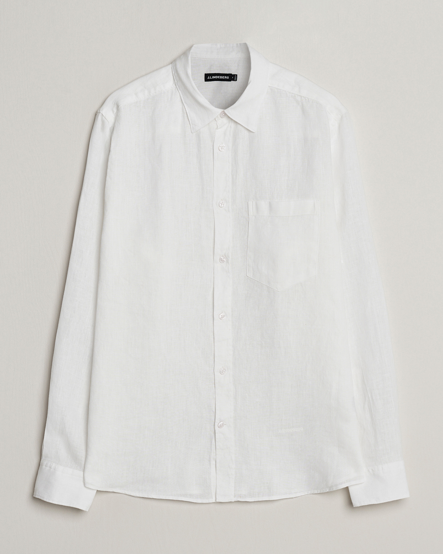 Herr | Skjortor | J.Lindeberg | Regular Fit Clean Linen Shirt White