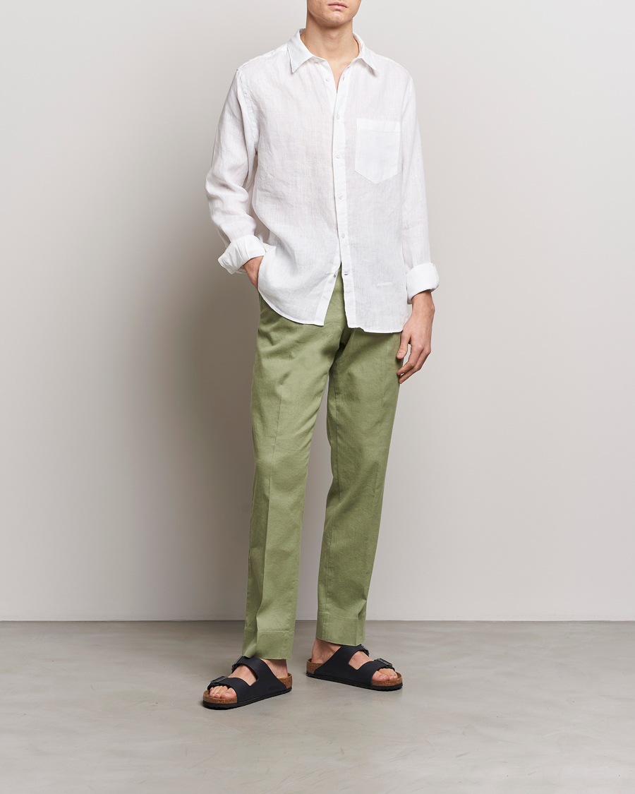 Herr | Skjortor | J.Lindeberg | Regular Fit Clean Linen Shirt White