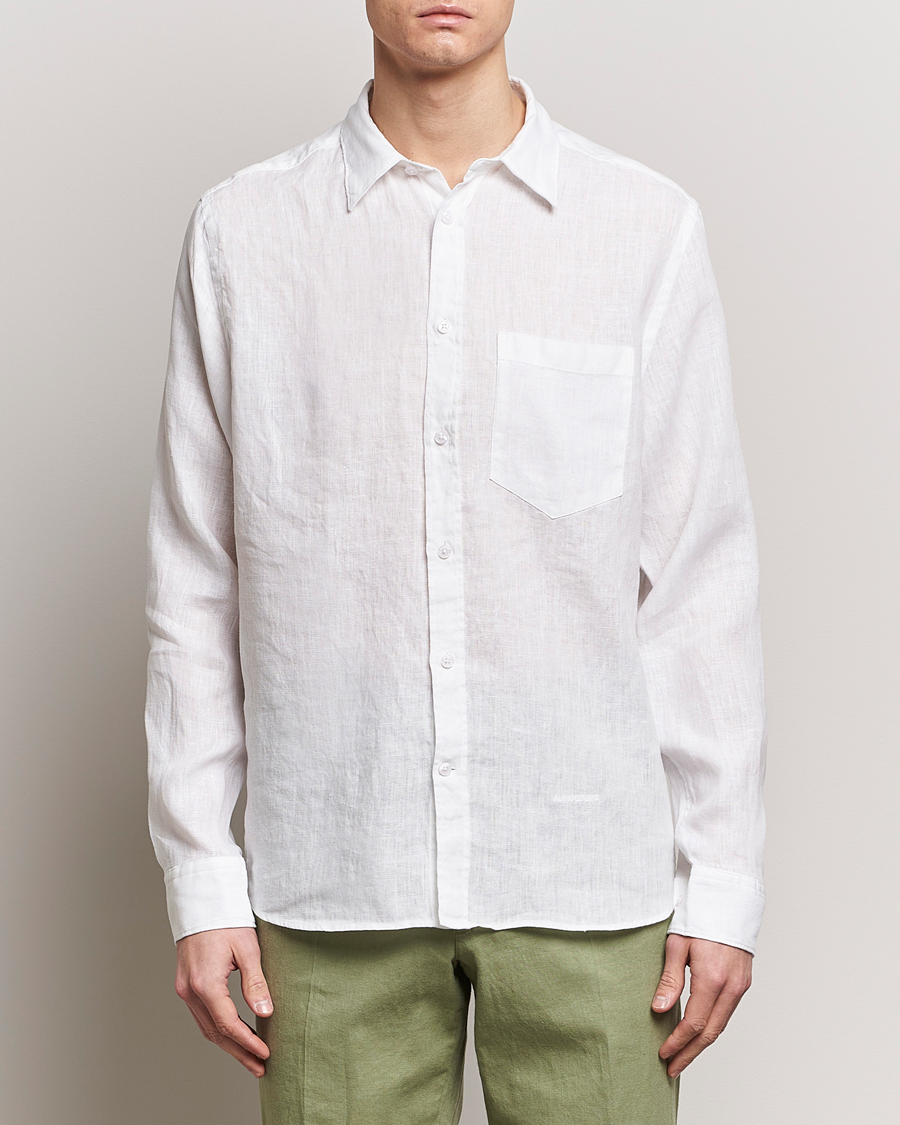 Herr | Linneskjortor | J.Lindeberg | Regular Fit Clean Linen Shirt White
