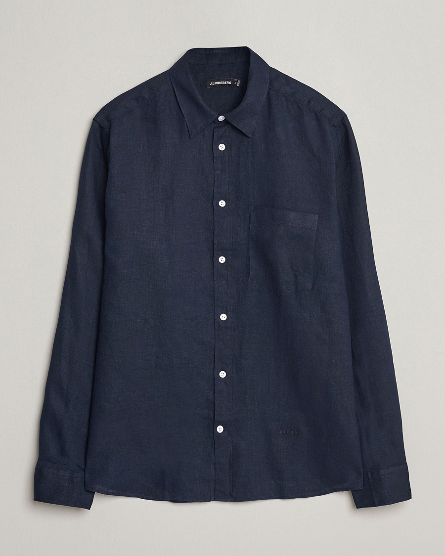 Herr | Skjortor | J.Lindeberg | Regular Fit Clean Linen Shirt Navy