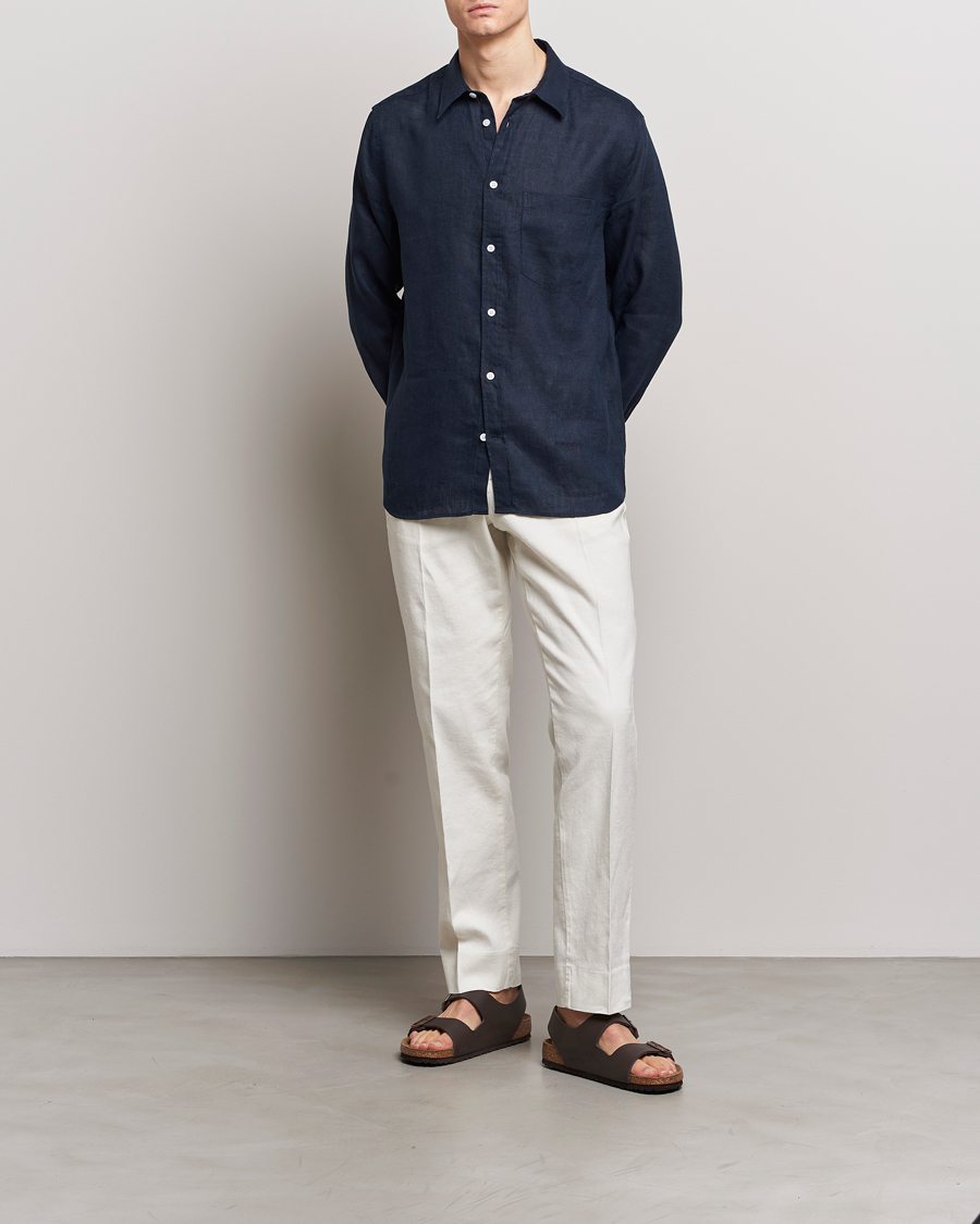 Herr | Skjortor | J.Lindeberg | Regular Fit Clean Linen Shirt Navy