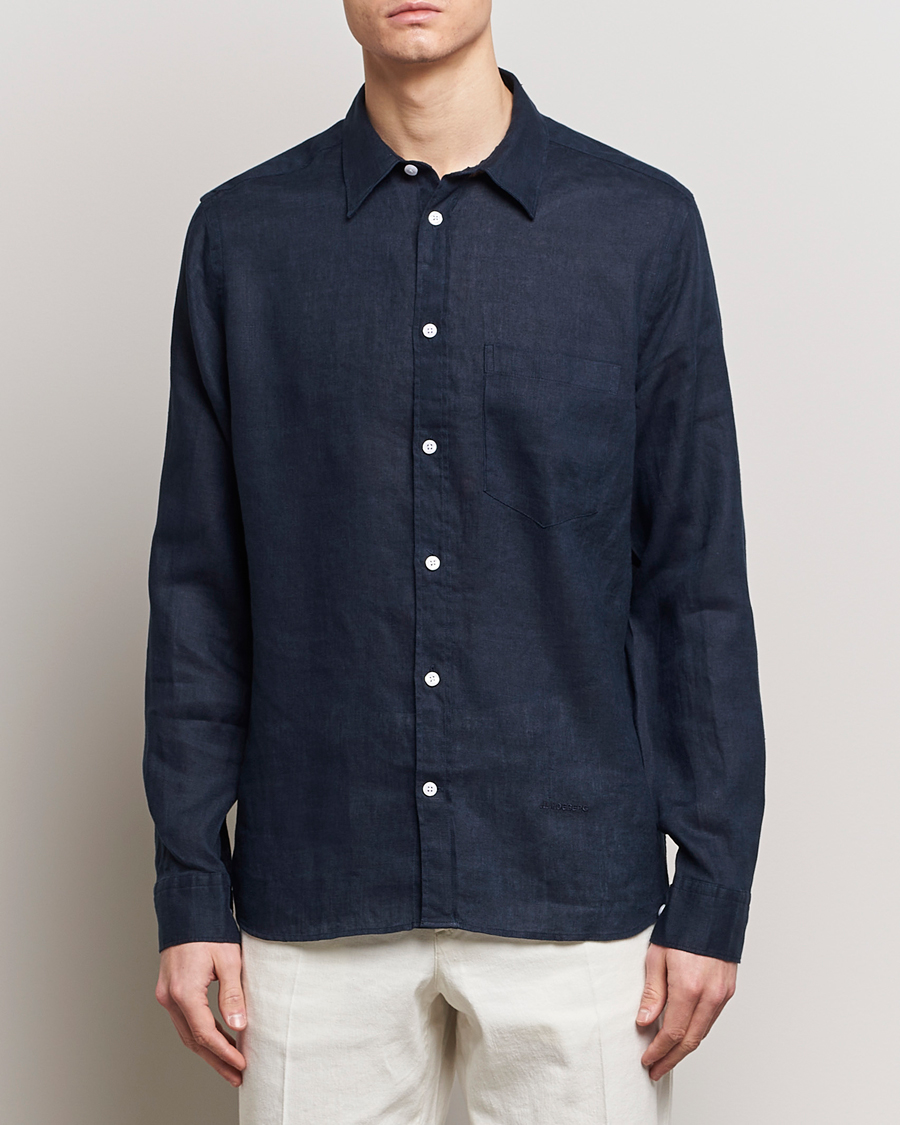 Herr |  | J.Lindeberg | Regular Fit Clean Linen Shirt Navy