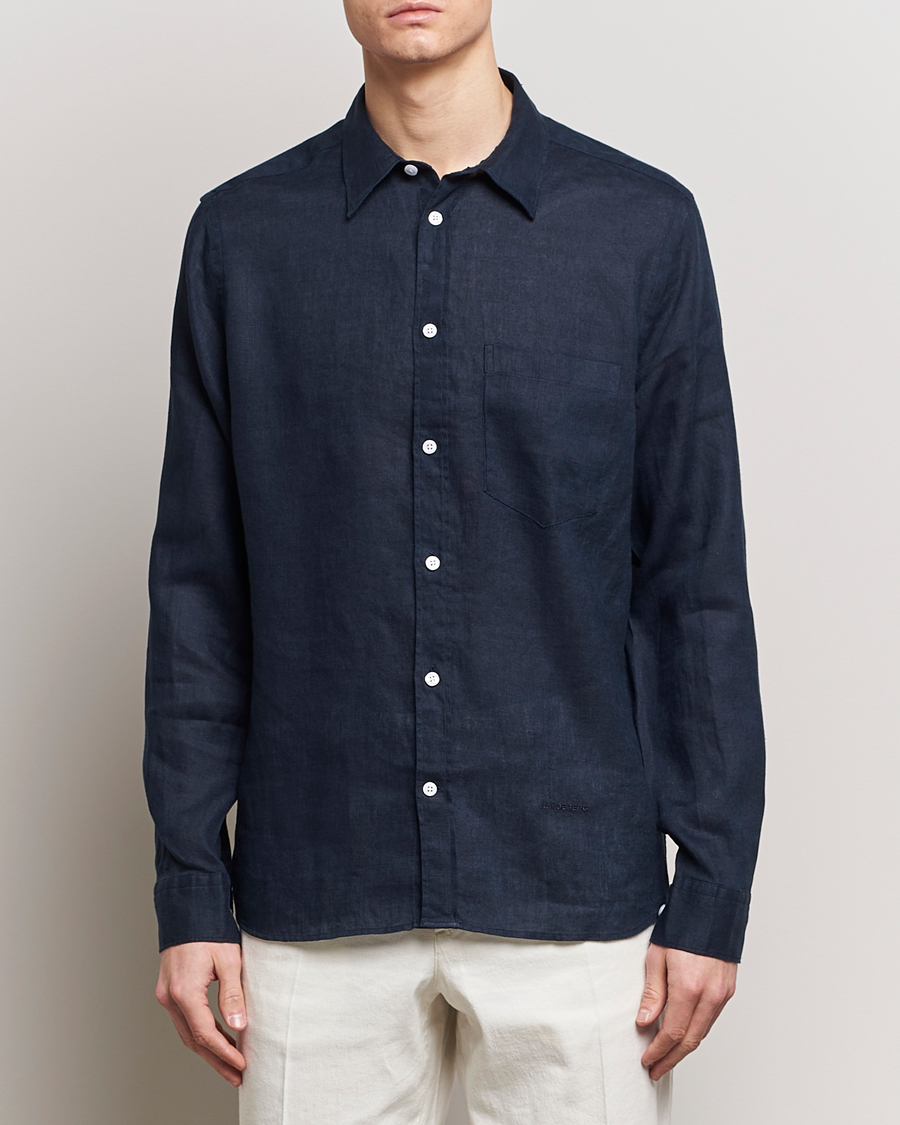 Herr | J.Lindeberg | J.Lindeberg | Regular Fit Clean Linen Shirt Navy