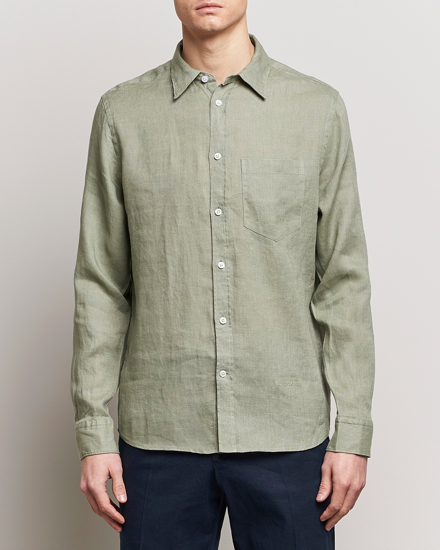 Herr | Avdelningar | J.Lindeberg | Regular Fit Clean Linen Shirt Oil Green