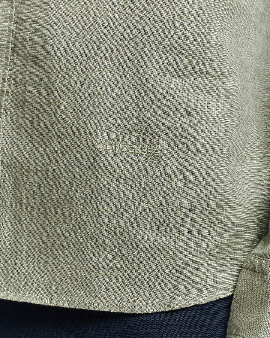 Herr | Skjortor | J.Lindeberg | Regular Fit Clean Linen Shirt Oil Green