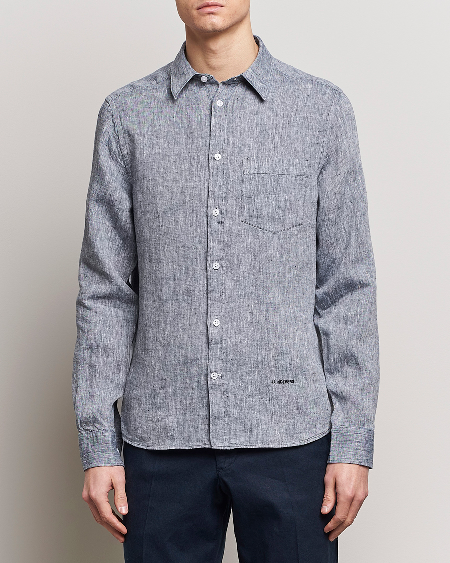 Herr | Kläder | J.Lindeberg | Slim Fit Linen Melange Shirt Navy