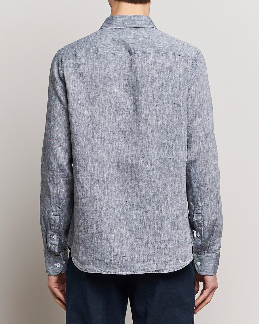 Herr | Skjortor | J.Lindeberg | Slim Fit Linen Melange Shirt Navy