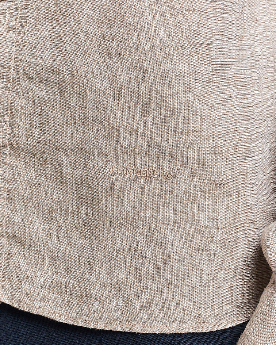 Herr | Skjortor | J.Lindeberg | Slim Fit Linen Melange Shirt Batique Khaki