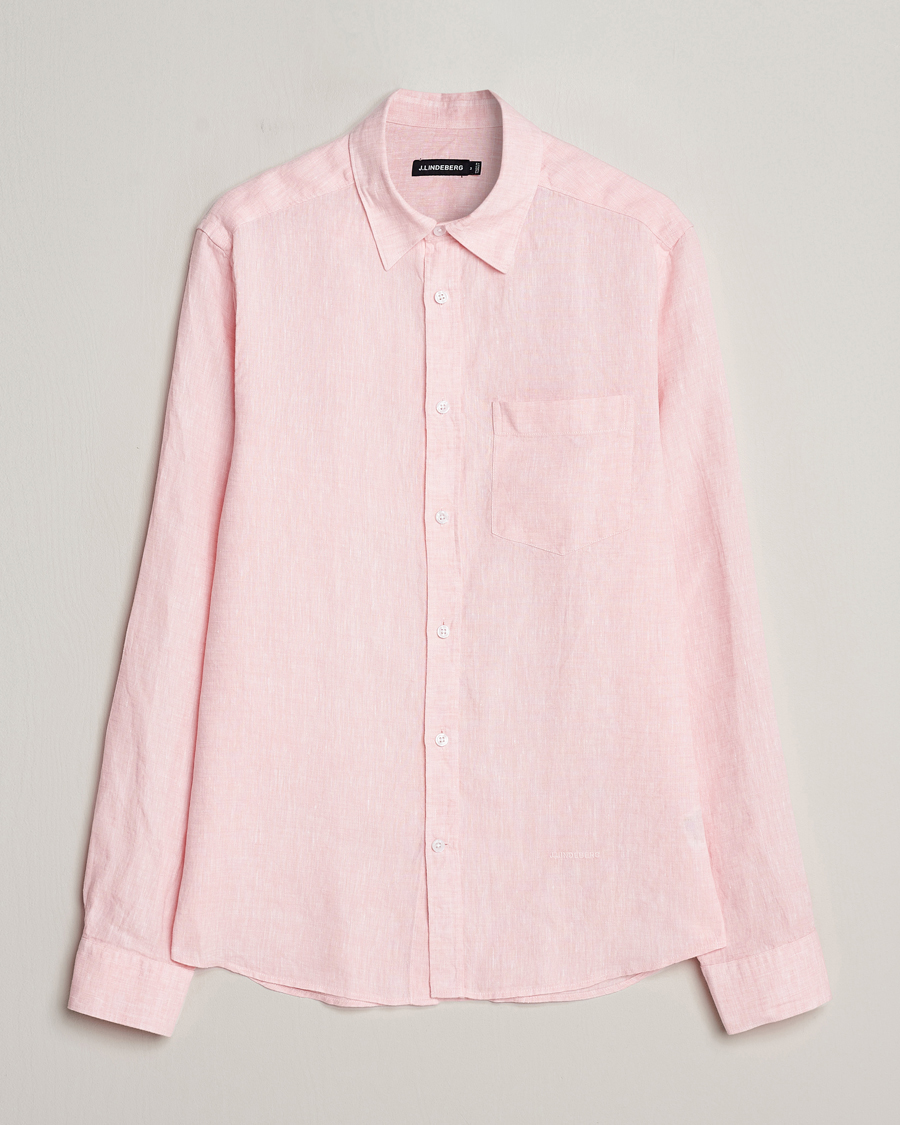 Herr | Skjortor | J.Lindeberg | Slim Fit Linen Melange Shirt Powder Pink