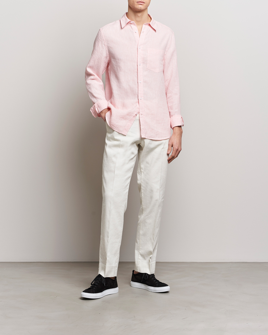 Herr | Skjortor | J.Lindeberg | Slim Fit Linen Melange Shirt Powder Pink