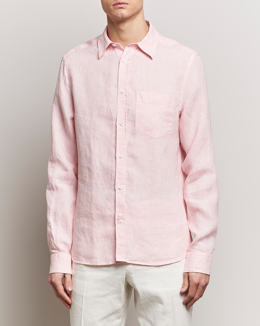 Herr | Linneskjortor | J.Lindeberg | Slim Fit Linen Melange Shirt Powder Pink