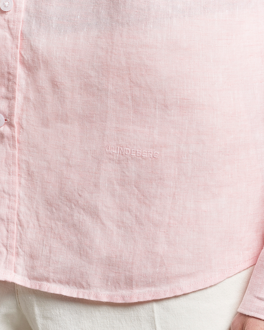 Herr | Skjortor | J.Lindeberg | Slim Fit Linen Melange Shirt Powder Pink