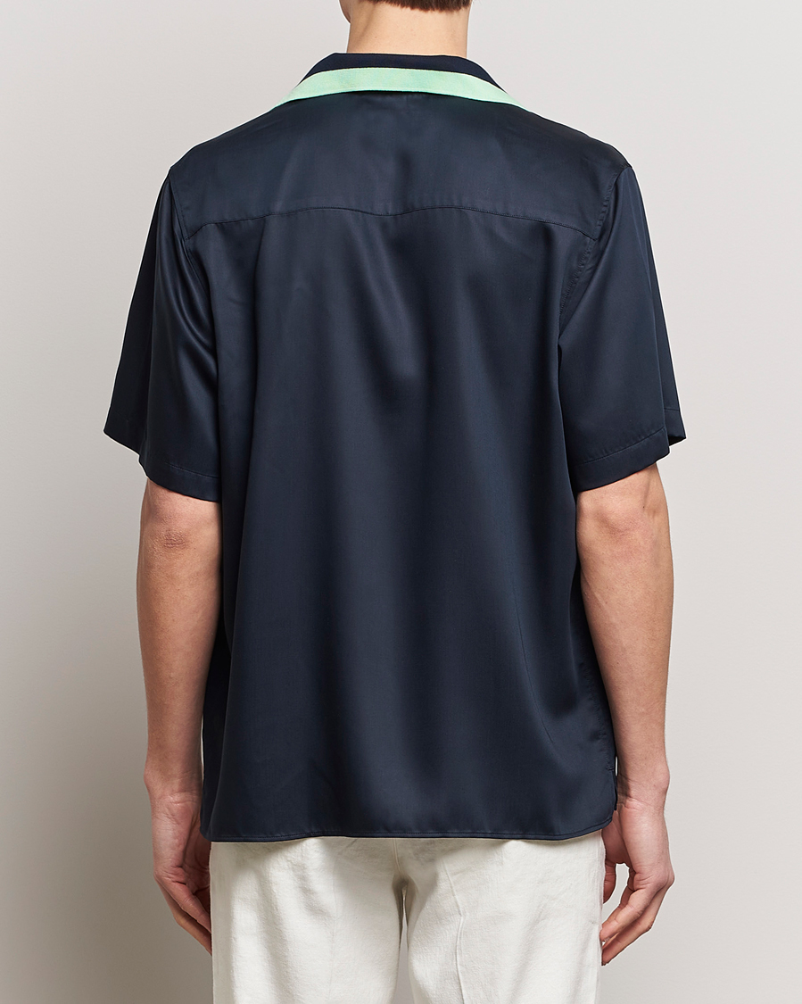 Herr | Skjortor | J.Lindeberg | Skala Knit Collar Tencel Shirt Navy