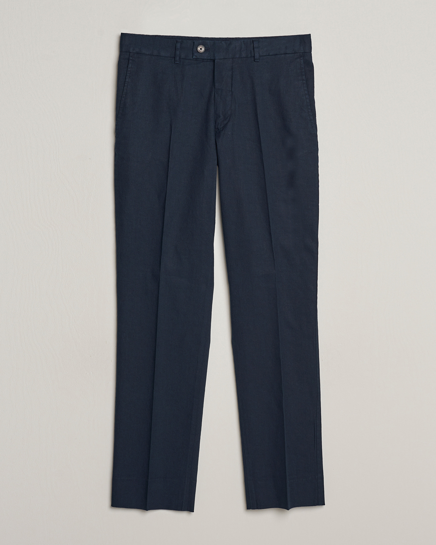 Herr | Byxor | J.Lindeberg | Lois Cotton/Linen Stretch Pants Navy